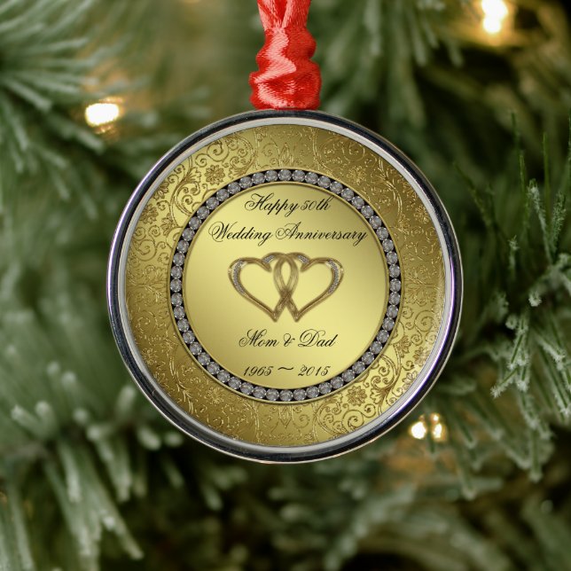 Klassische Goldene Hochzeitsszenario Ornament Aus Metall (Baum)
