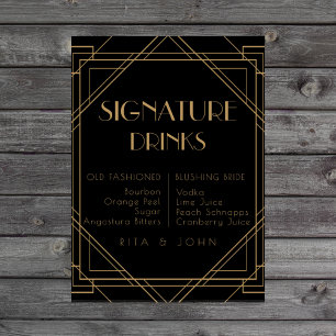 Klassische Goldene Vintage-Bar-Signatur-Drinks-Hoc Poster