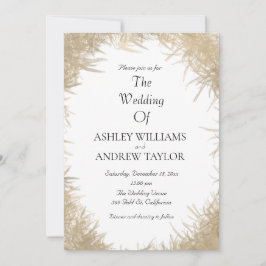 Klassische Goldgras Elegante Weiße Hochzeit Einladung