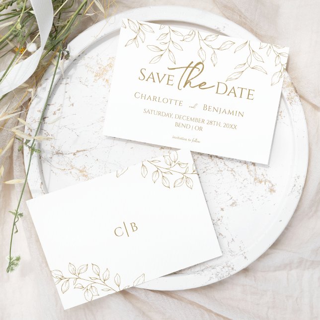 Klassische goldgrüne Hochzeit rettet das Datum Save The Date (Von Creator hochgeladen)