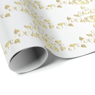 Klassische Goldhochzeiten auf weißem Satin Geschenkpapier