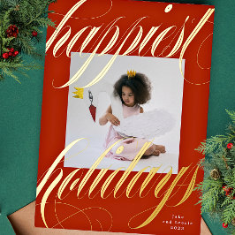 Klassische Goldkalligraphie ein Foto Folien Feiertagskarte