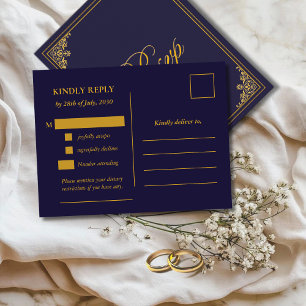 Klassische Goldrahmen-Hochzeits-RSVP-Postkarte Postkarte