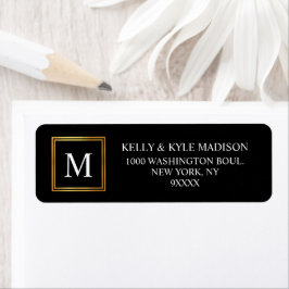 Klassische Goldrahmen-Schwarz-Monogramm-Hochzeit