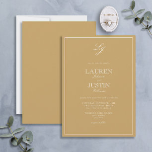 Klassische Goldschrift-Monogramm-Hochzeit Einladung