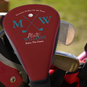 Klassische Golfer Monogram Klasse dunkelrot Golf Headcover