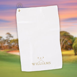 Klassische Golfschläger mit personalisiertem Namen Golfhandtuch