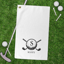 Klassische Golfschläger Monogramm Name Schwarz Wei