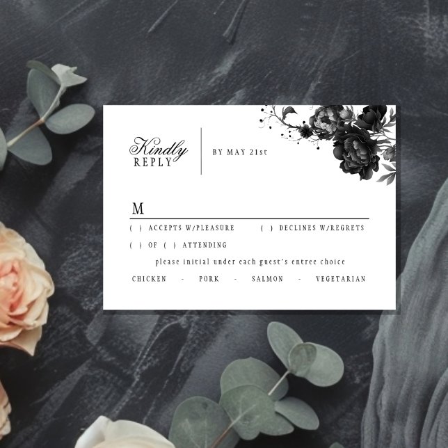 Klassische Gothic White Wedding Response Card RSVP Karte (Von Creator hochgeladen)