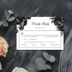 Klassische Gothic White Wedding RSVP Karte