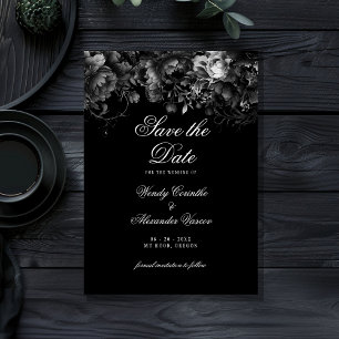 Klassische gotische Schwarze Hochzeit rettet das D Save The Date
