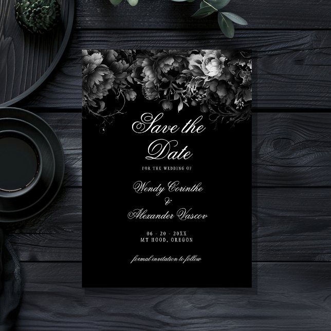 Klassische gotische Schwarze Hochzeit rettet das D Save The Date (Von Creator hochgeladen)