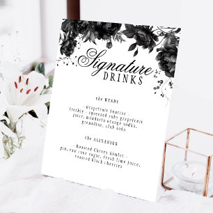 Klassische Gotische Weißweiße Hochzeitssignaturget Sockelschild