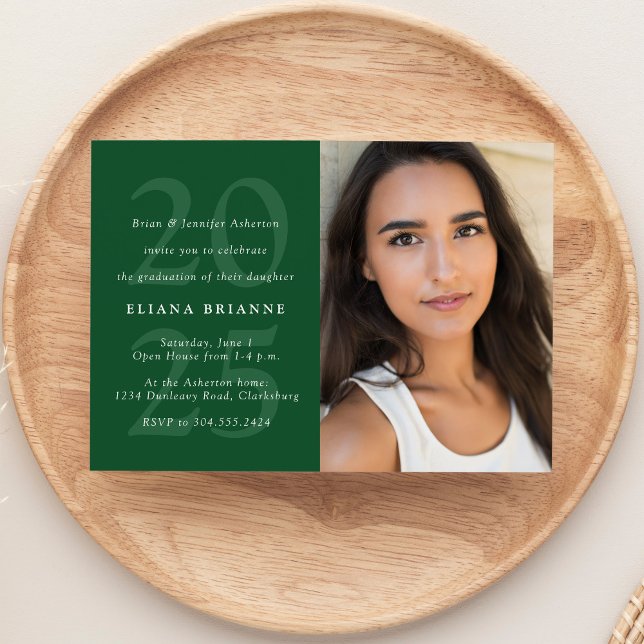 Klassische Graduierungsparty 2025 für grünes Foto Einladung (Von Creator hochgeladen)