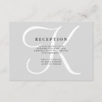 Klassische graue Monogramm-Hochzeitsempfangskarte