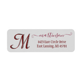 Klassische graue Monogramm-Rücksendeadresse