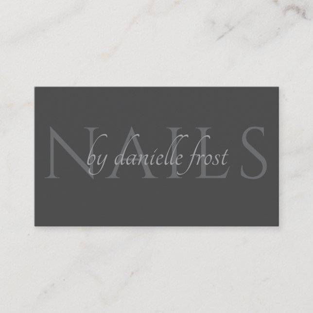 Klassische Gray Modern Nail Tech Business Card Visitenkarte (Vorderseite)
