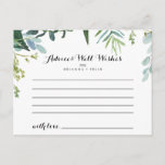 Klassische Greenery Tropical Wedding Advice Card Postkarte<br><div class="desc">Diese klassische tropische Hochzeitsratenkarte im Grünen eignet sich perfekt für eine moderne Hochzeit. Die Einrichtung besteht vorwiegend aus grünen tropischen Blätter, die schön angeordnet sind. Diese Karten sind ideal für Hochzeiten, Brautparty, Babydusche, Graduiertenfest u.v.m. Personalisieren Sie die Karten mit den Namen der Braut und Bräutigam, den Eltern, die Sie werden...</div>