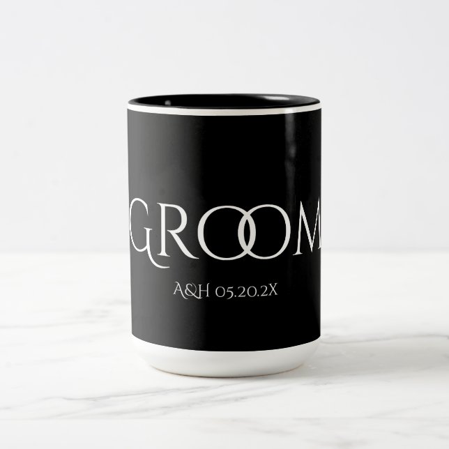Klassische Groom Schwarz-Weiß-Tasse Zweifarbige Tasse (Mittel)
