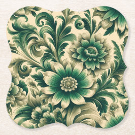 Klassische grüne Blumen-Papieruntersetzer – Mehr F Untersetzer