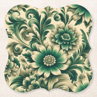 Klassische grüne Blumen-Papieruntersetzer – Mehr F Untersetzer