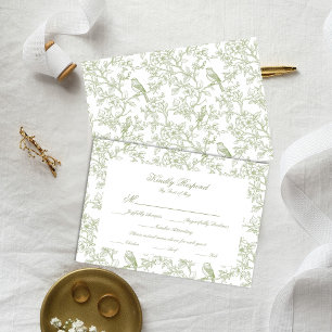 Klassische grüne florale Garten-Toile-Antwortkarte RSVP Karte