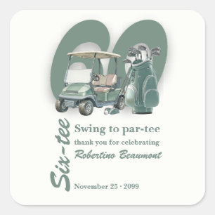 Klassische grüne Golfbag-Schläger 60. Geburtstag Quadratischer Aufkleber