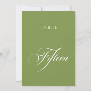Klassische grüne Kalligrafie-Hochzeitstisch-Nummer Einladung