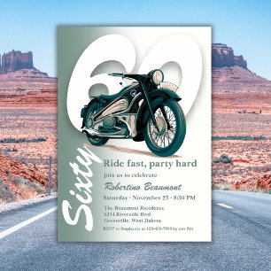 Klassische grüne Motorradfahrt zum 60. Geburtstag Einladung