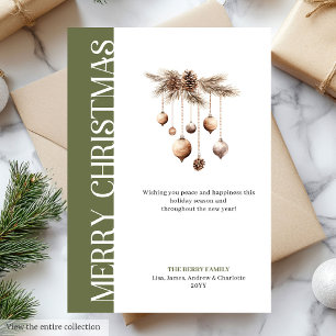 Klassische grüne und goldene Weihnachtsgrußkarte Feiertagskarte