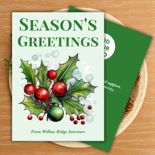 Klassische grüne und weiße Weihnachtskarte Feiertagskarte