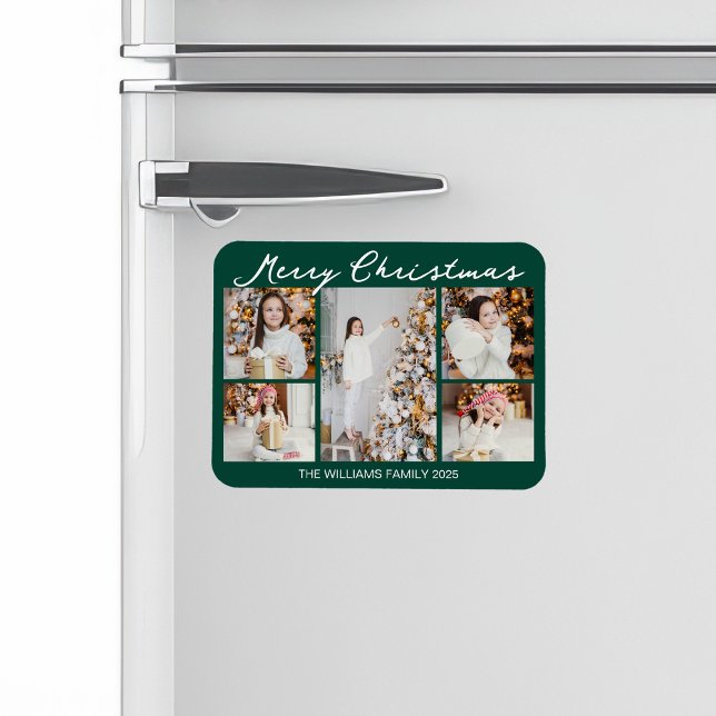 Klassische grüne Weihnachts-Fotocollage Magnet (Von Creator hochgeladen)