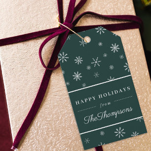 Klassische grüne Weihnachts-Schneeflocken Frohe Fe Geschenkanhänger