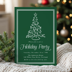 Klassische grüne Weihnachtsbaum-Feierparty Einladung