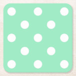 Klassische, grüne weiße Punkte Elegante Vorlage Rechteckiger Pappuntersetzer<br><div class="desc">Classic Mint Green Dots Eleganter Template Square Paper Untersetzer.</div>