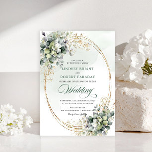 Klassische Grüne Weiße Rosen Hochzeitseinladung Einladung
