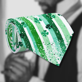 Klassische grüne weiße vertikale Streifen Shamrock Krawatte