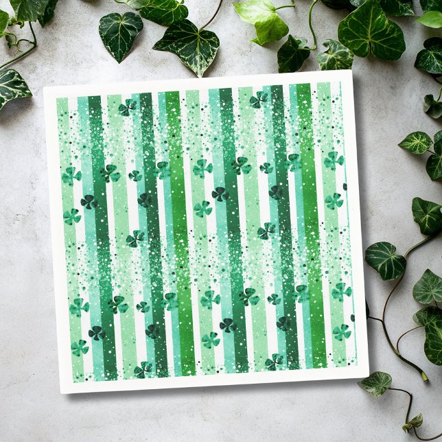 Klassische grüne weiße vertikale Streifen Shamrock Serviette (Von Creator hochgeladen)