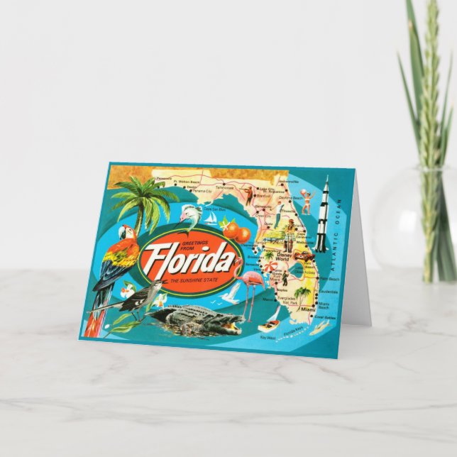 Klassische Grüße aus Florida Mitte des Jahrhundert Karte (Vorderseite)