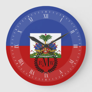 Klassische haitianische Flagge Große Wanduhr
