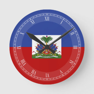 Klassische haitianische Flagge Runde Wanduhr