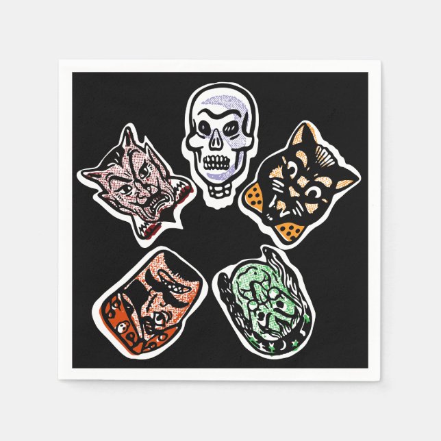 Klassische Halloween-Charaktere | Dunkel Serviette (Vorderseite)