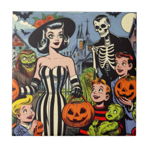 Klassische Halloween-Comics Fliese
