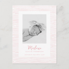 Klassische handgezeichnete Rosa Streifen Geburtsan Postkarte