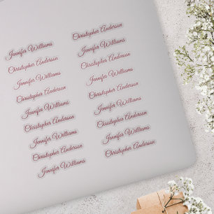 Klassische Handschrift 18 Gastnamen - Roségold Aufkleber