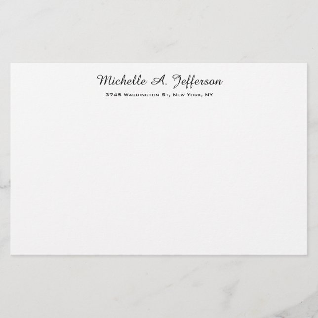 Klassische Handschrift Creative Trendy White Briefpapier (Vorderseite)