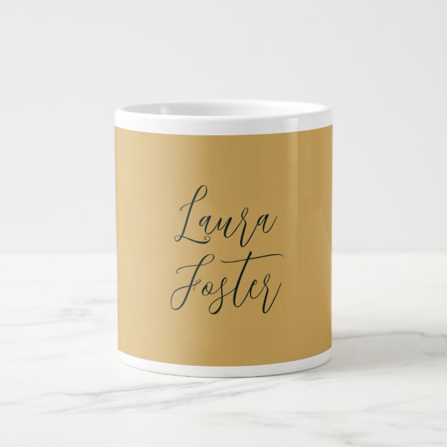 Klassische Handschrift Eleganname Gold Farbe Jumbo-Tasse (Vorderseite)