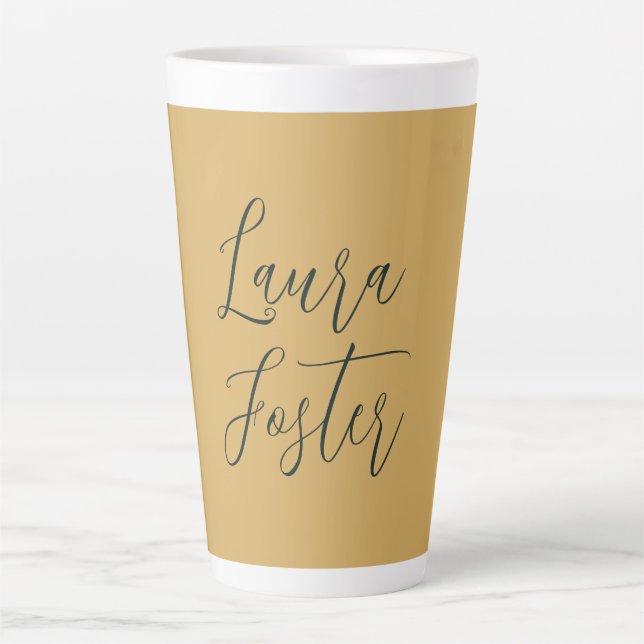 Klassische Handschrift Eleganname Gold Farbe Milchtasse (Vorderseite)