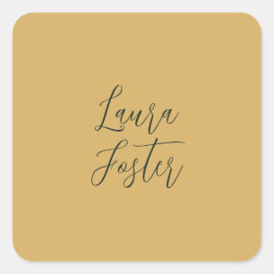 Klassische Handschrift Eleganname Gold Farbe Quadratischer Aufkleber
