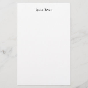 Klassische Handschrift Eleganter Name Schwarz Weiß Briefpapier